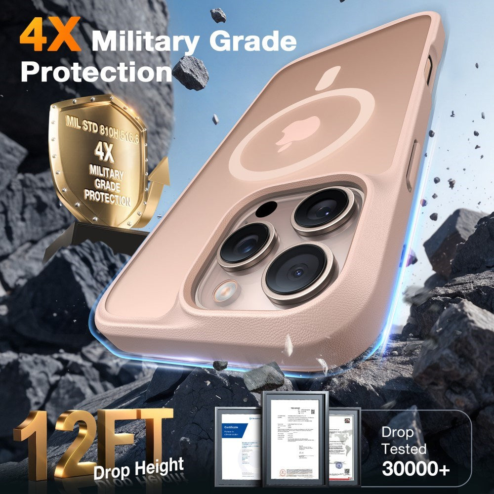 TORRAS iPhone 16 Pro Hybrid Deksel - MagSafe Kompatibel - Rose Gold