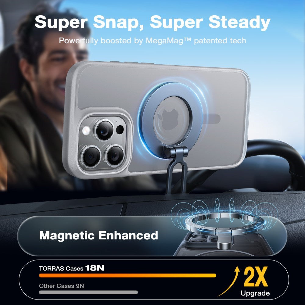 TORRAS iPhone 16 Pro Hybrid Deksel - MagSafe Kompatibel - Grå