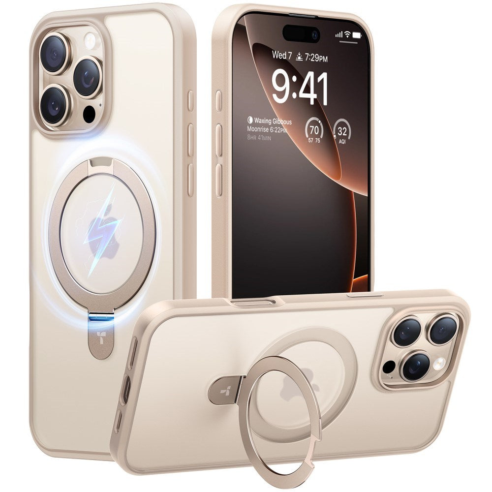 TORRAS iPhone 16 Pro Max Guardian Ostand Series Deksel m. Stativ - MagSafe Kompatibel - Rose Gold