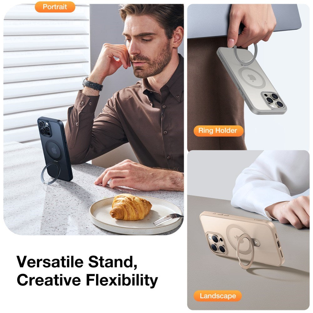 TORRAS iPhone 16 Pro Max Guardian Ostand Series Deksel m. Stativ - MagSafe Kompatibel - Rose Gold