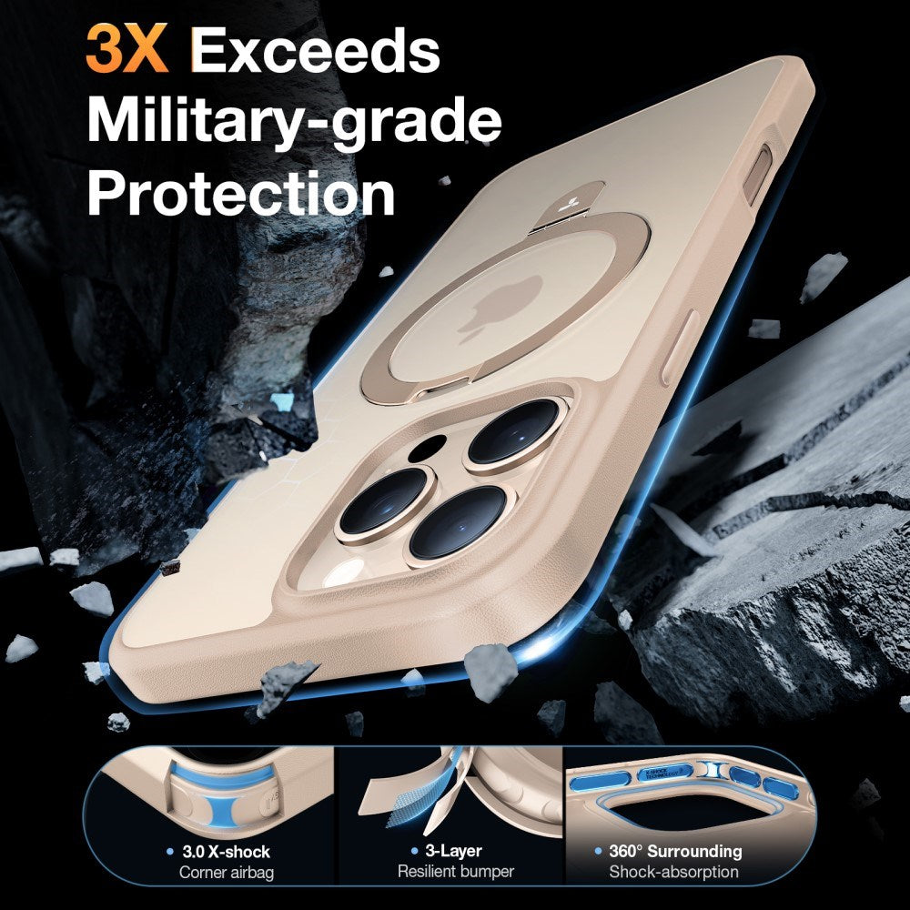 TORRAS iPhone 16 Pro Max Guardian Ostand Series Deksel m. Stativ - MagSafe Kompatibel - Rose Gold