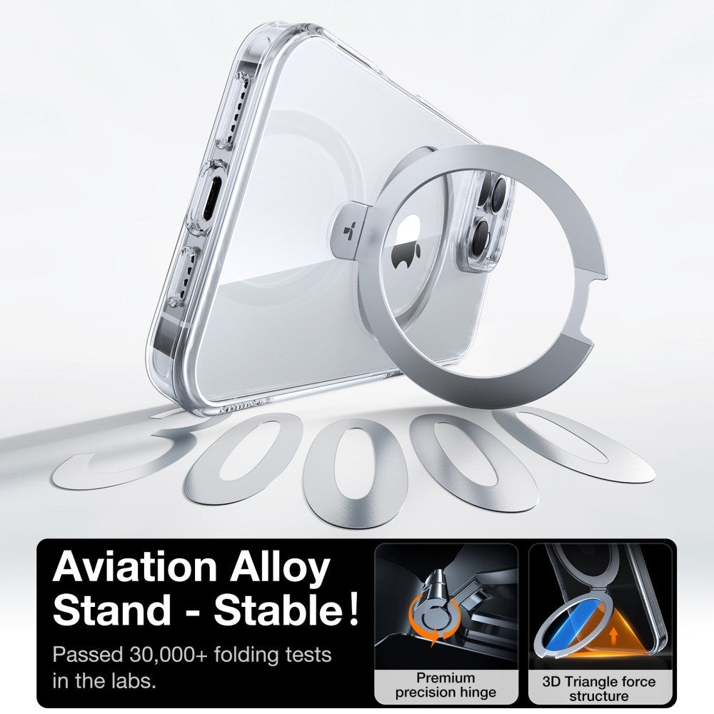 TORRAS iPhone 16 Pro Guardian Ostand Series Deksel m. Stativ - MagSafe Kompatibel - Gjennomsiktig