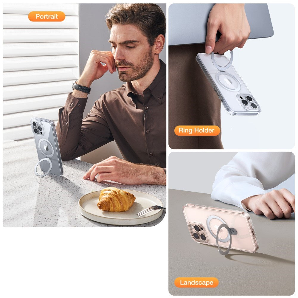 TORRAS iPhone 16 Pro Guardian Ostand Series Deksel m. Stativ - MagSafe Kompatibel - Gjennomsiktig