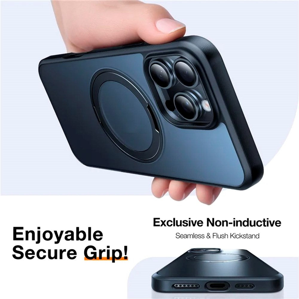 TORRAS iPhone 16 Pro Plast Deksel m. Støttering - MagSafe Kompatibel - Svart