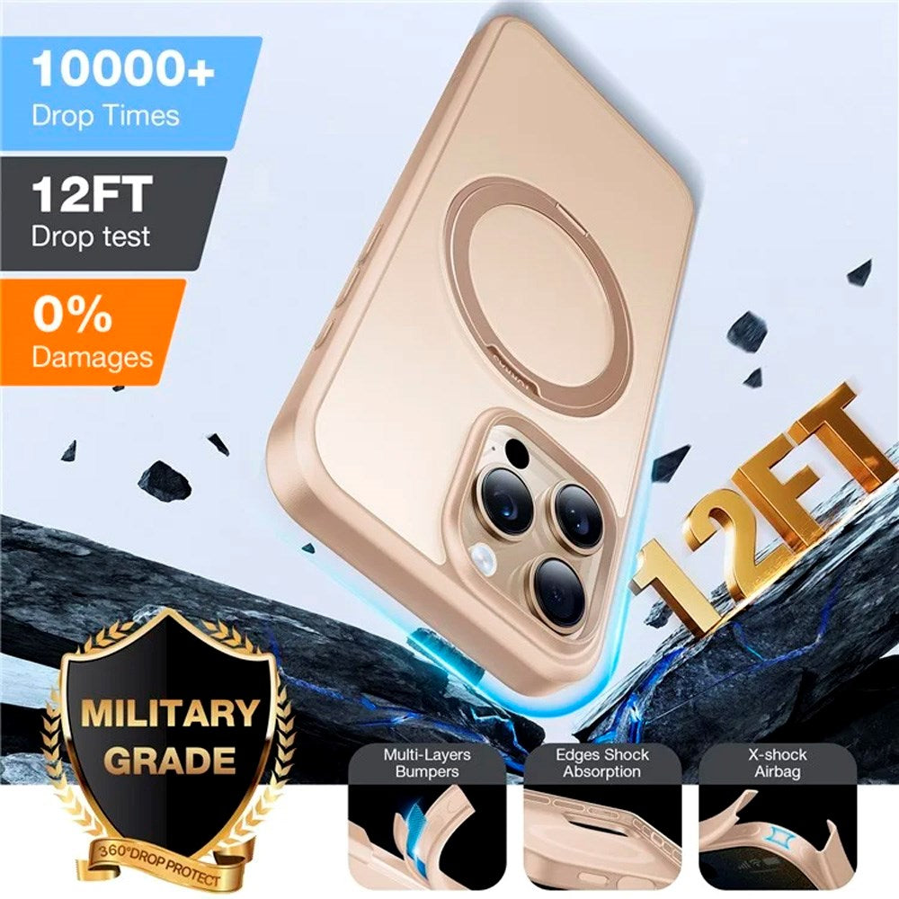 TORRAS iPhone 16 Pro Plast Deksel m. Støttering - MagSafe Kompatibel - Rose Gold