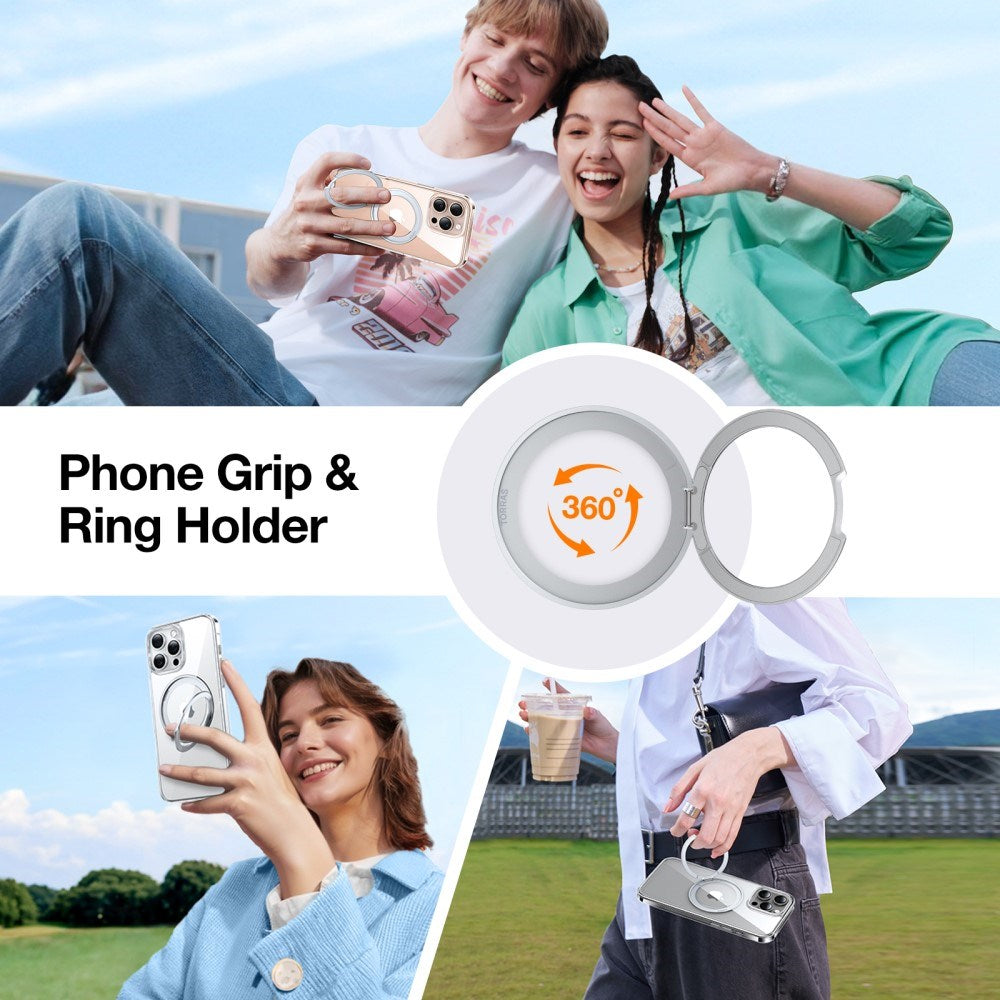 TORRAS iPhone 16 Pro Plast Deksel m. Støttering - MagSafe Kompatibel - Gjennomsiktig