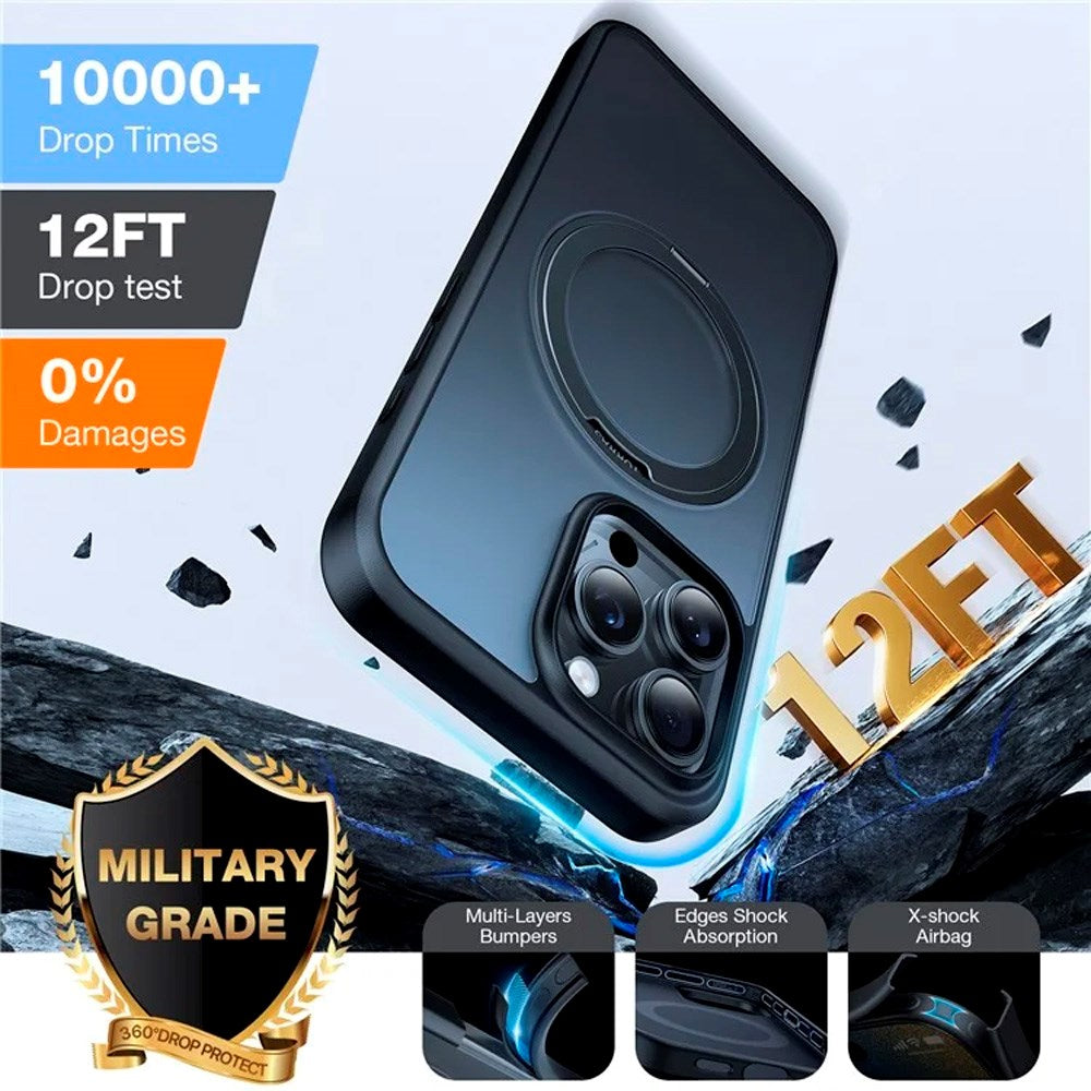 TORRAS iPhone 16 Pro Max Plast Deksel m. Støttering - MagSafe Kompatibel - Svart