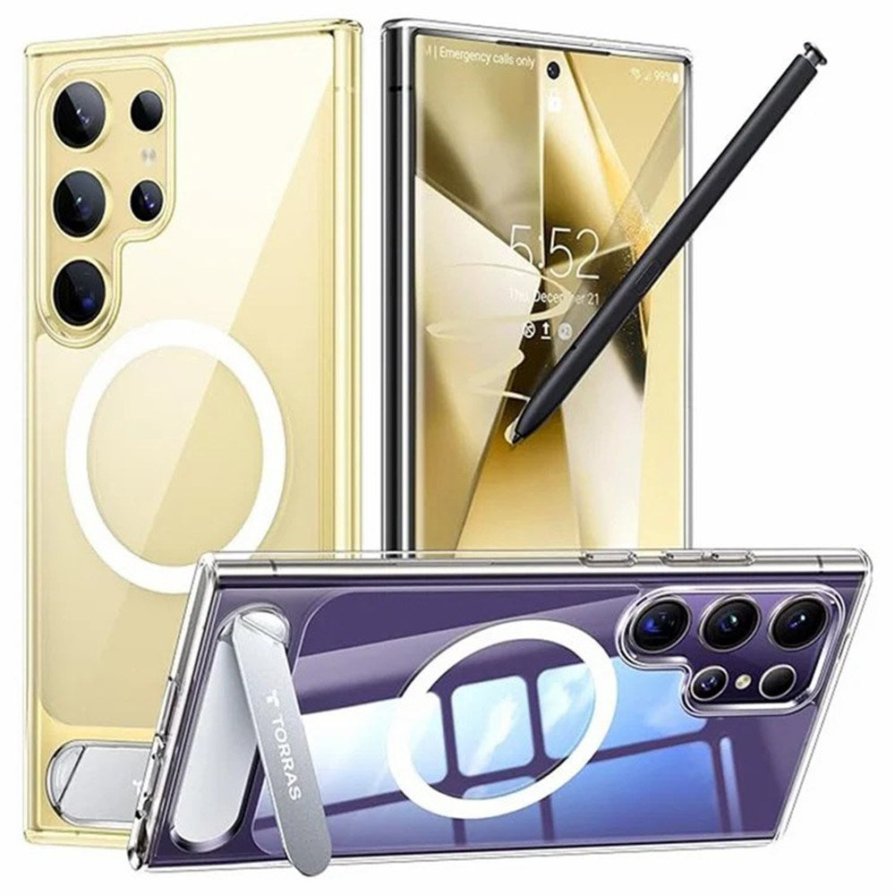 TORRAS Samsung Galaxy S24 Ultra Hybrid Deksel m. Kickstand - MagSafe Kompatibel - Gjennomsiktig