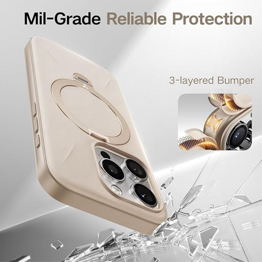 TORRAS iPhone 16 Pro Fleksibelt Plast Deksel m. Ring Kickstand - MagSafe Kompatibel - Rose Gold