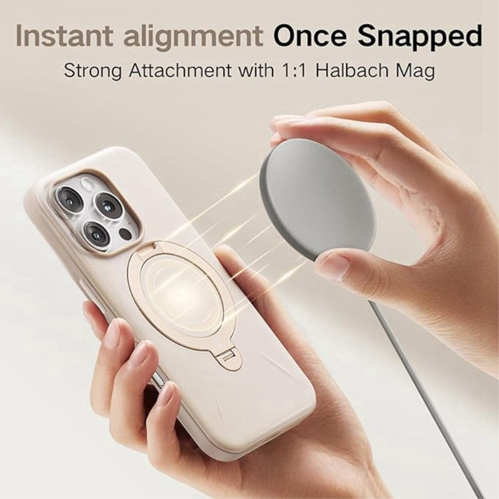 TORRAS iPhone 16 Pro Max Fleksibelt Plast Deksel m. Ring Kickstand - MagSafe Kompatibel - Rose Gold