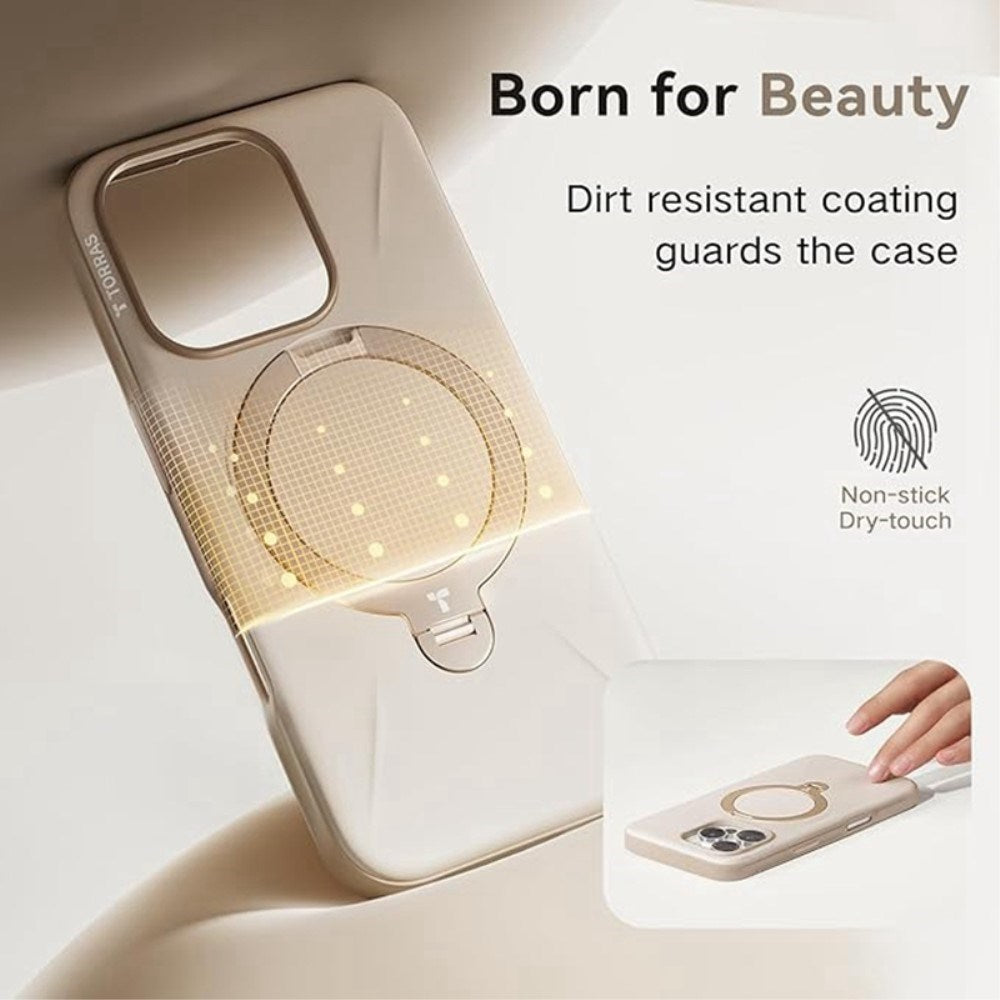 TORRAS iPhone 16 Pro Max Fleksibelt Plast Deksel m. Ring Kickstand - MagSafe Kompatibel - Rose Gold