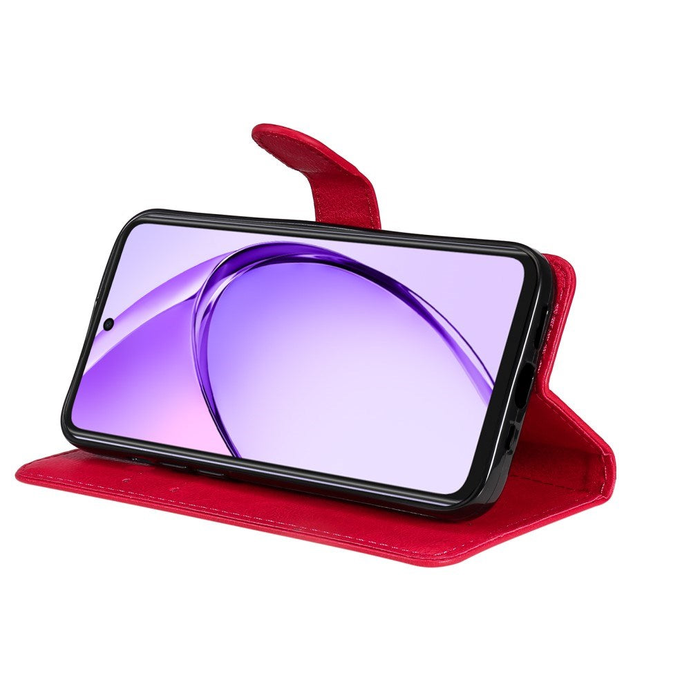 EIDERWOOD Oppo A60 / A40m / A40 Kunstskinn Flip Deksel m. Stropp - Rød