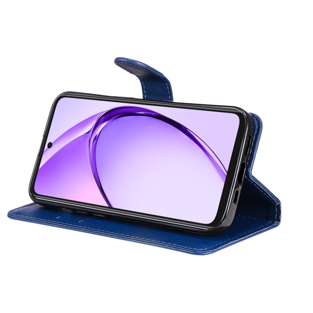 EIDERWOOD Oppo A60 / A40m / A40 Kunstskinn Flip Deksel m. Stropp - Blå