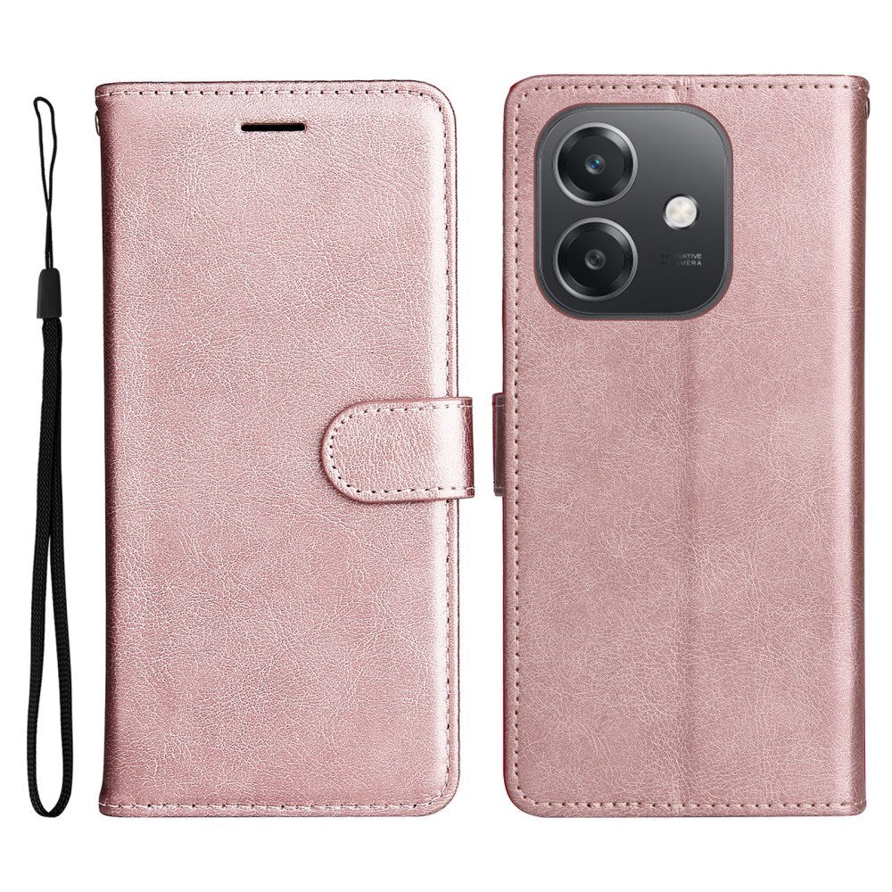 EIDERWOOD Oppo A60 / A40m / A40 Kunstskinn Flip Deksel m. Stropp - Rose Gold