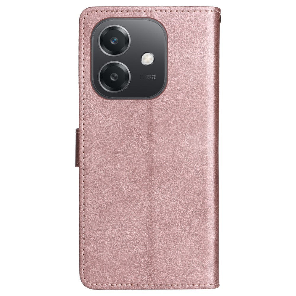 EIDERWOOD Oppo A60 / A40m / A40 Kunstskinn Flip Deksel m. Stropp - Rose Gold