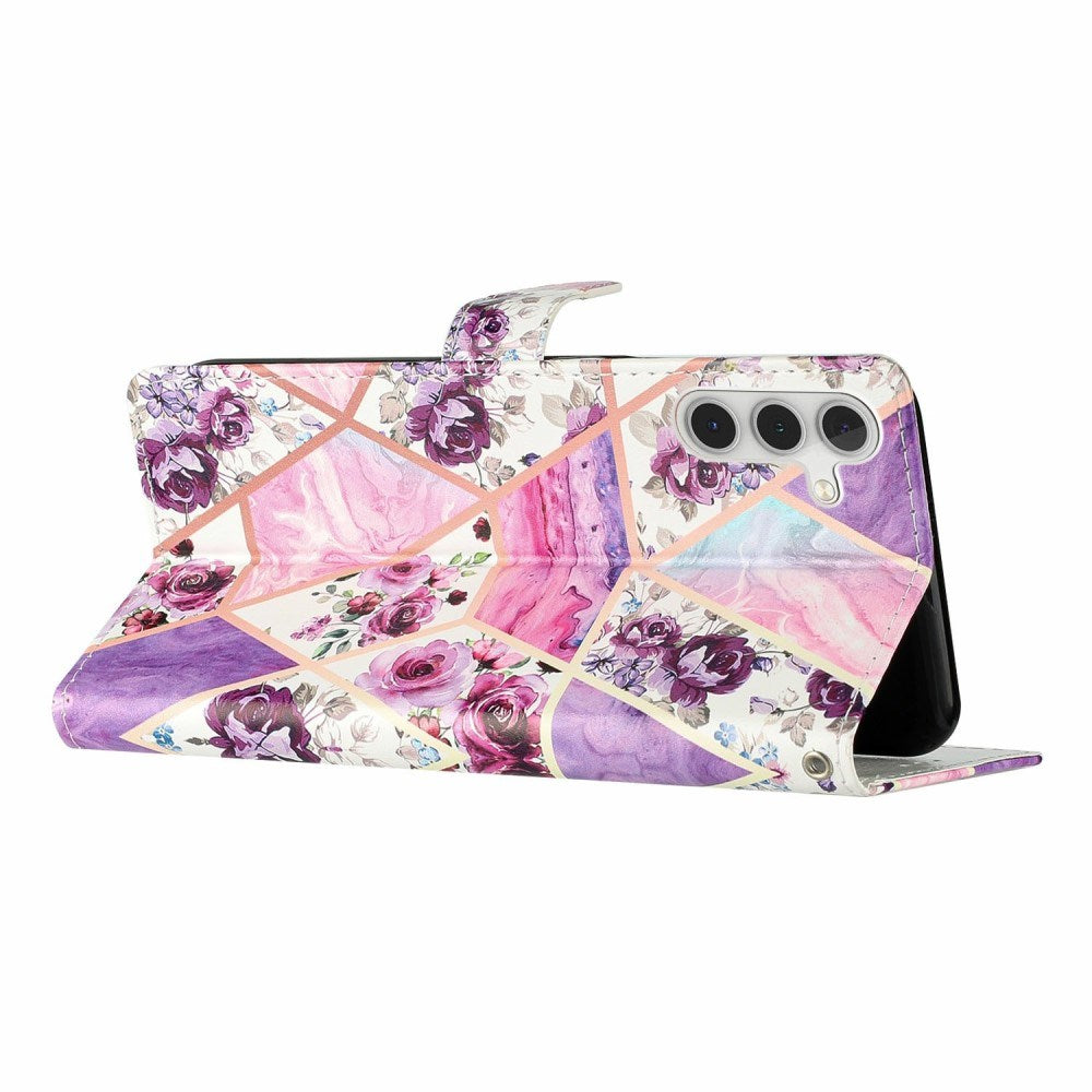 EIDERWOOD Samsung Galaxy S25+ (Plus) Flip Deksel med Kortholder & Reim - Lilla Marmor