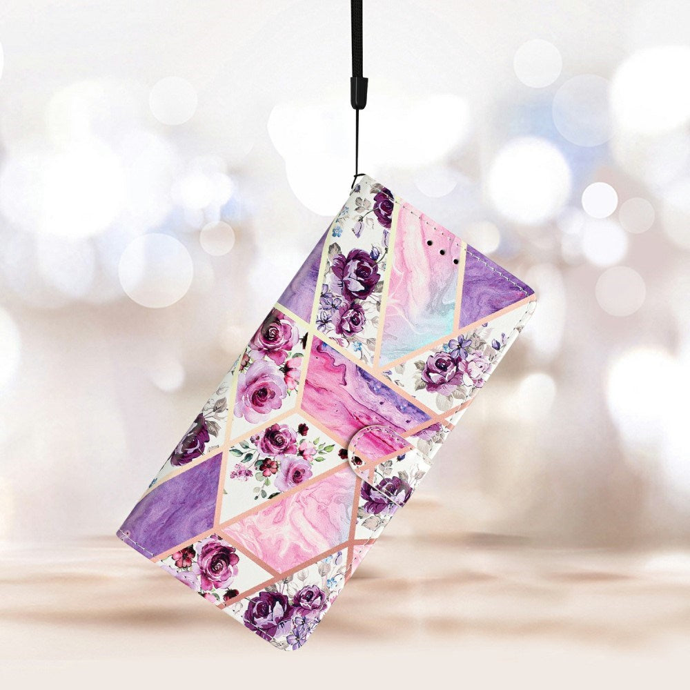 EIDERWOOD Samsung Galaxy S25+ (Plus) Flip Deksel med Kortholder & Reim - Lilla Marmor