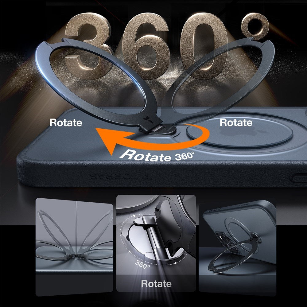 iPhone 15 Pro TORRAS Deksel med Kickstand - MagSafe Kompatibel - Svart