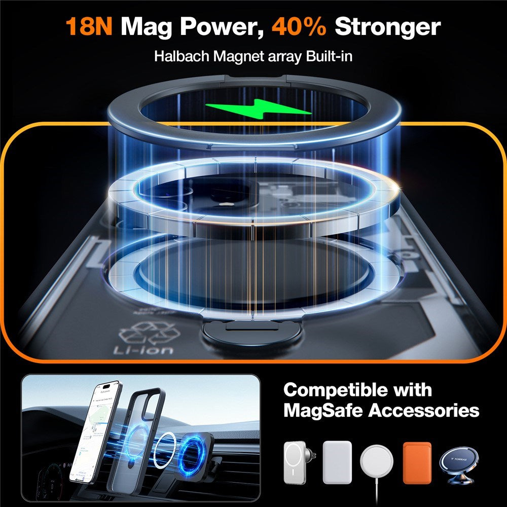 iPhone 15 Pro TORRAS Deksel med Kickstand - MagSafe Kompatibel - Svart