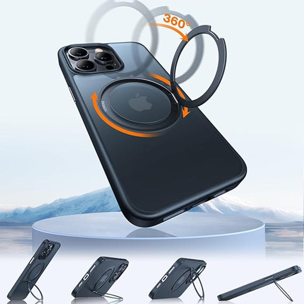 TORRAS iPhone 15 Pro Hybrid Plast Deksel m. Stativ - MagSafe Kompatibel - Svart