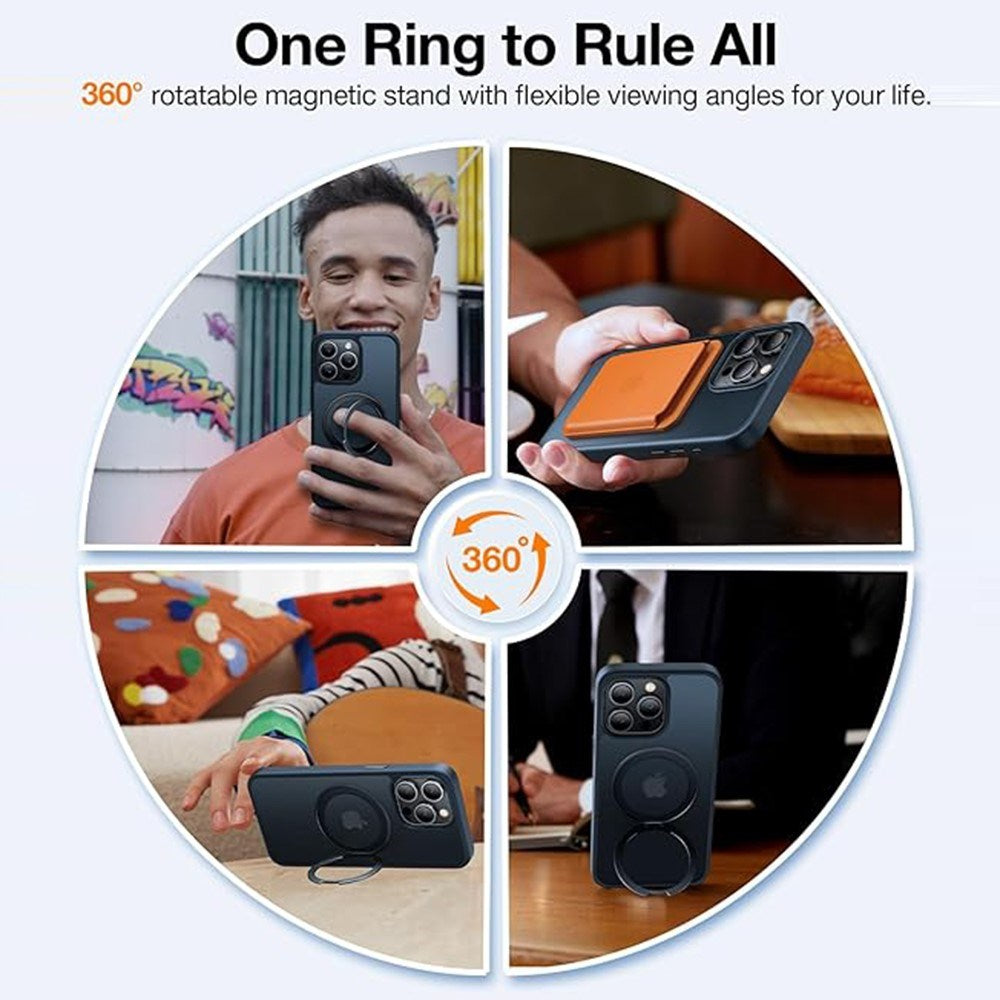 TORRAS iPhone 15 Pro Hybrid Plast Deksel m. Stativ - MagSafe Kompatibel - Svart