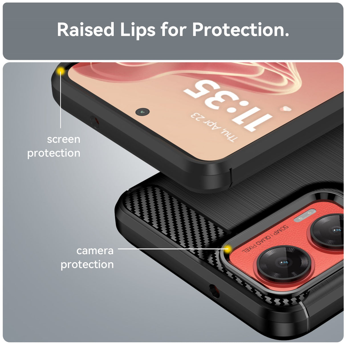 EIDERWOOD Motorola Moto G35 5G DekselCarbon Fiber Texture - Svart