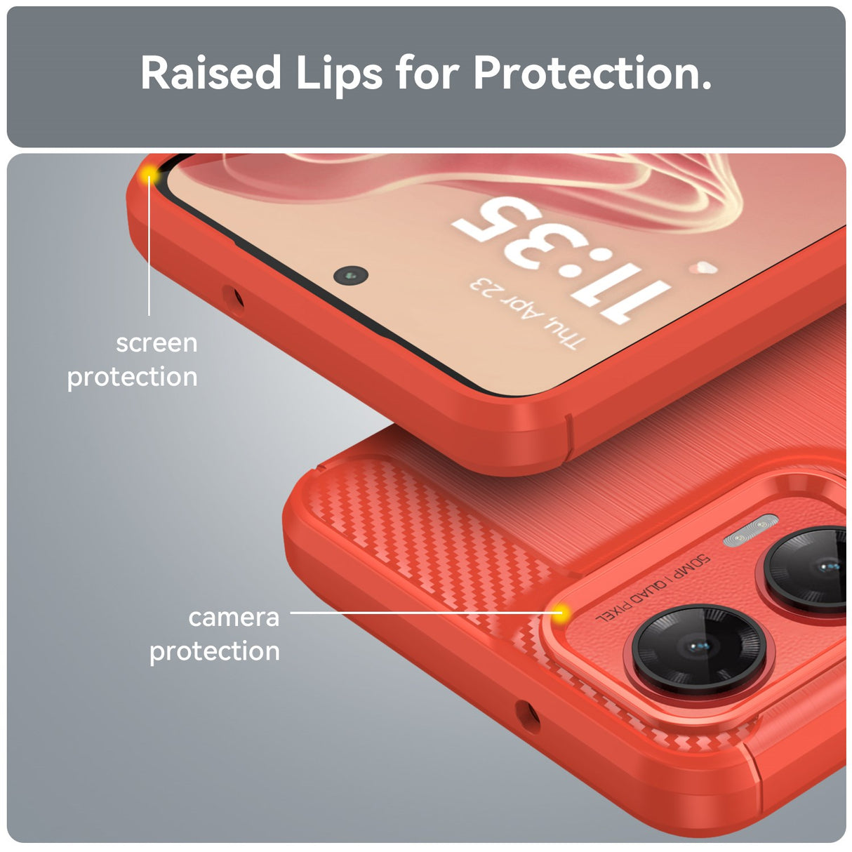 EIDERWOOD Motorola Moto G35 5G DekselCarbon Fiber Texture - Rød