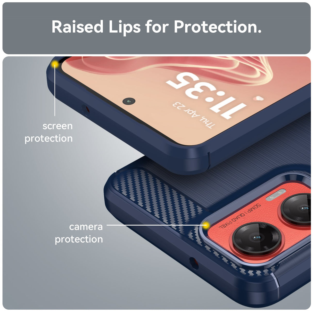 EIDERWOOD Motorola Moto G35 5G DekselCarbon Fiber Texture - Blå