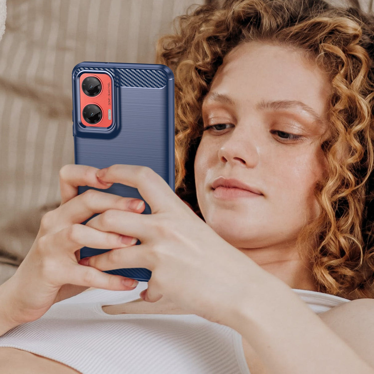 EIDERWOOD Motorola Moto G35 5G DekselCarbon Fiber Texture - Blå