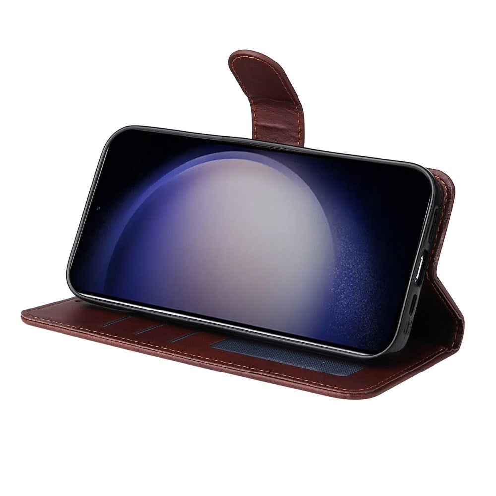 EIDERWOOD Samsung Galaxy S25 / S24 2-i-1 Kunstskinn Flip Deksel med Skjermbeskyttelsesglass - Blå