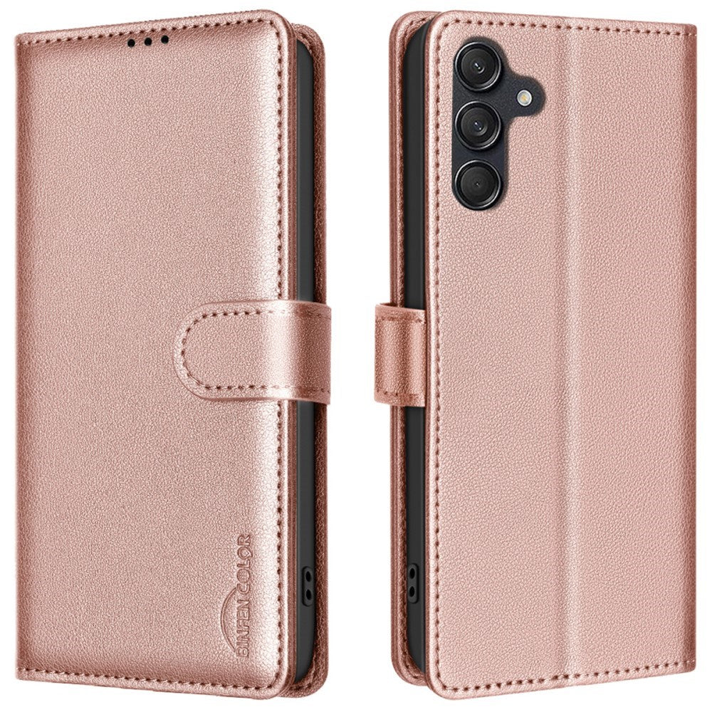 Samsung Galaxy A36 (5G) BINFEN Kunstskinn Flip Deksel med RFID Blokkering - Rose Gold