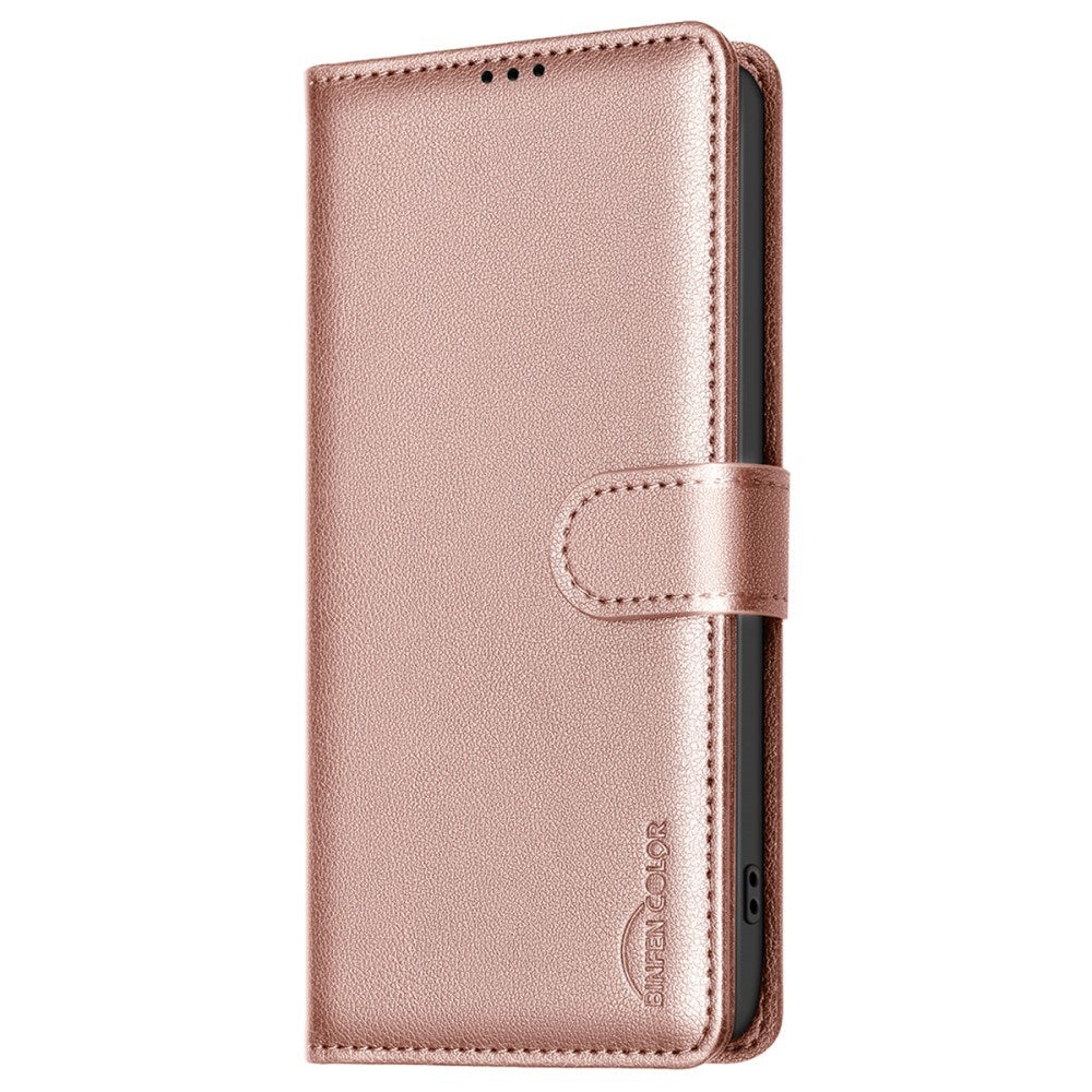 Samsung Galaxy A36 (5G) BINFEN Kunstskinn Flip Deksel med RFID Blokkering - Rose Gold