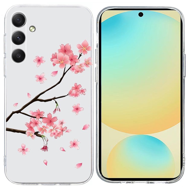 EIDERWOOD Samsung Galaxy S25 FE Fleksibelt Plast Deksel med Motiv - Gjennomsiktig / Rosa Blomster