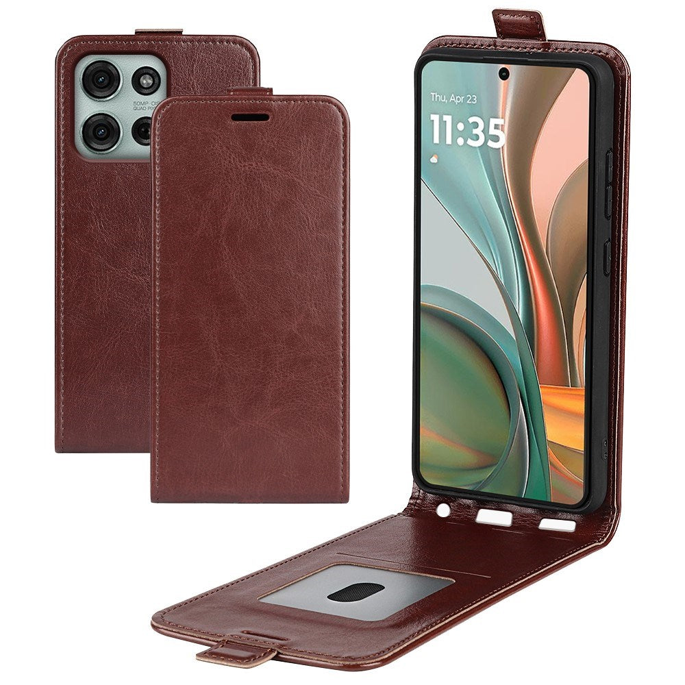 EIDERWOOD Motorola Moto G75 5G Etui med Kortlommer – Vertikal Flip Kunstlær Etui - Brun