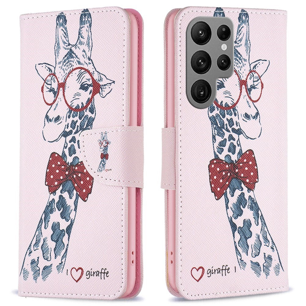 EIDERWOOD Samsung Galaxy S25 Ultra Kunstskinn Deksel med Lommebok og Stativfunksjon - Sjiraff