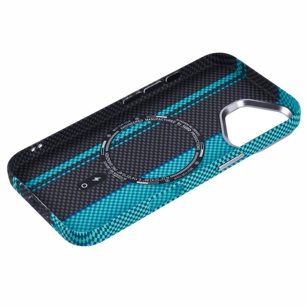 EIDERWOOD Mønstret Carbon Deksel - iPhone 16 - MagSafe Kompatibel - Blue/Black