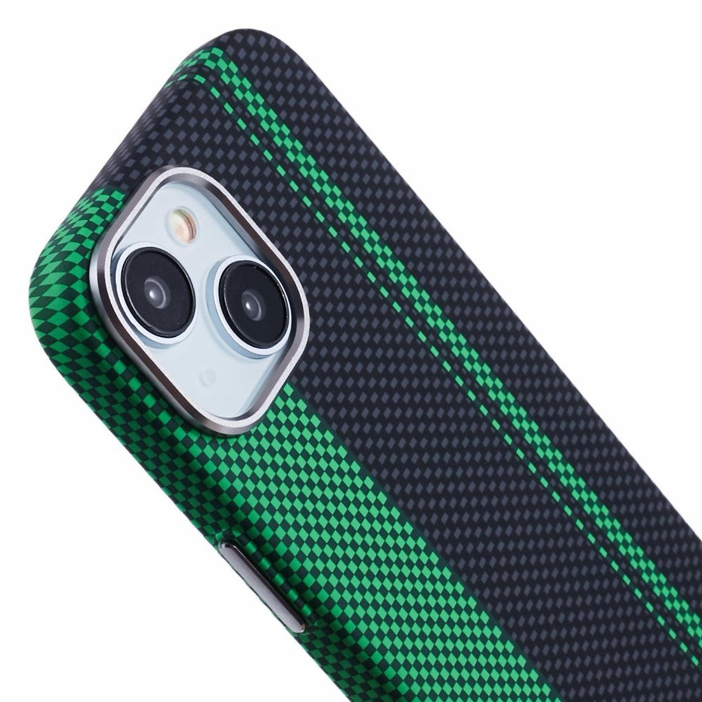 EIDERWOOD Mønstret Carbon Deksel - iPhone 15 - MagSafe Kompatibel - Green/Black