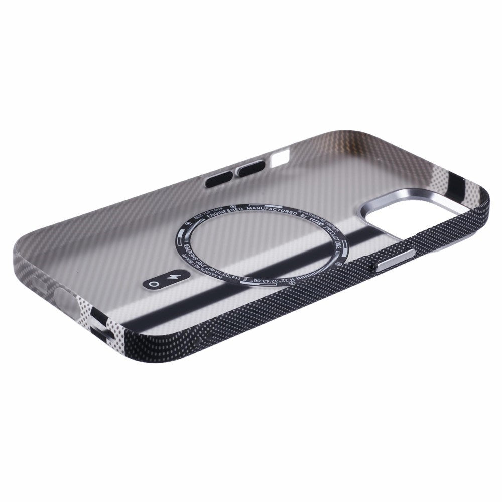 EIDERWOOD Mønstret Carbon Deksel - iPhone 15 - MagSafe Kompatibel - Grey Stripes