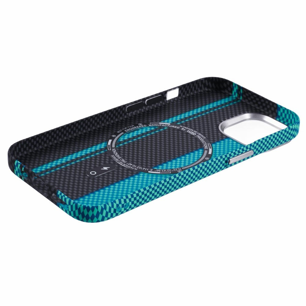 EIDERWOOD Mønstret Carbon Deksel - iPhone 15 - MagSafe Kompatibel - Blue/Black