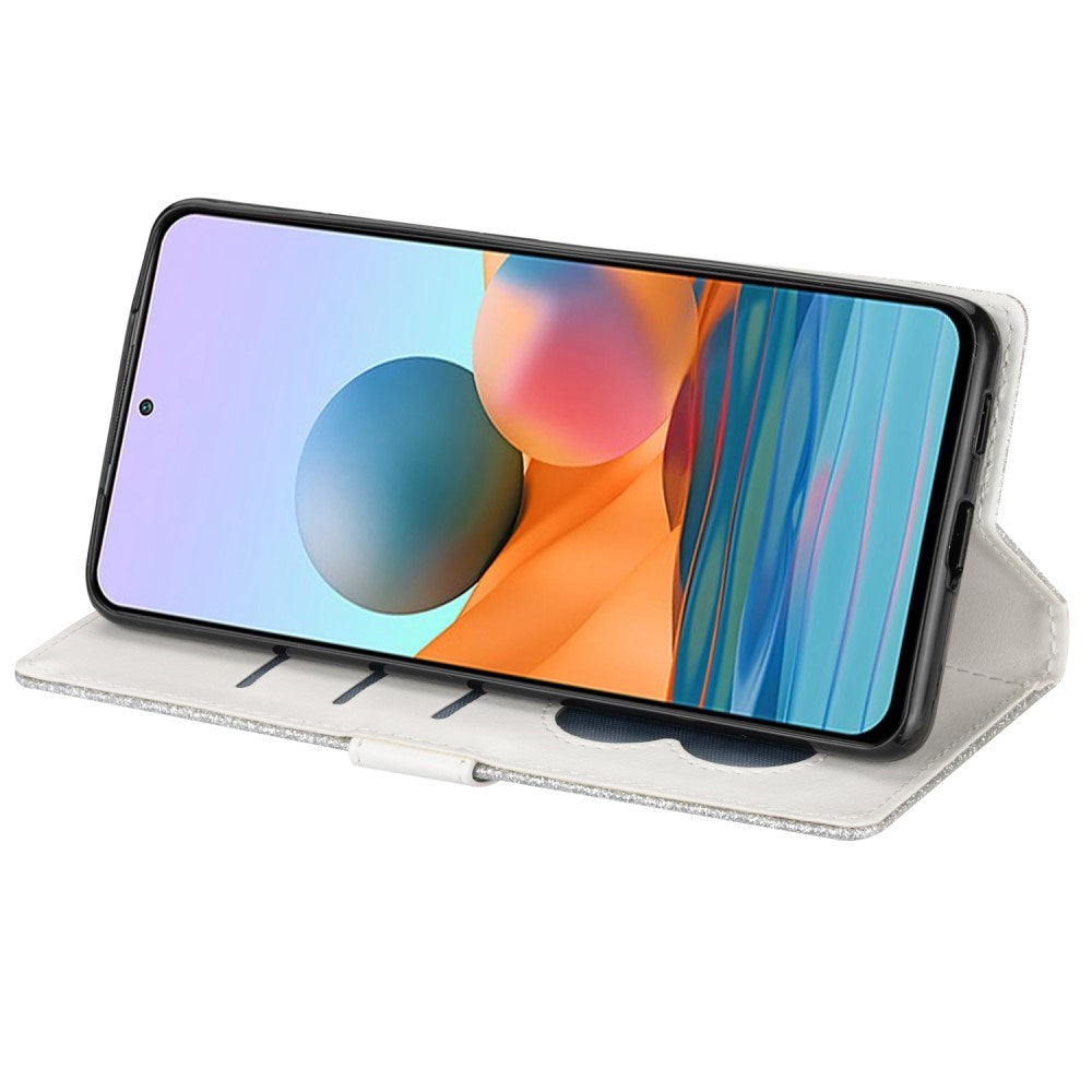 EIDERWOOD Samsung Galaxy S25 Glitter Flip Deksel m. Glidelåslomme & Ståfunksjon - Sølv