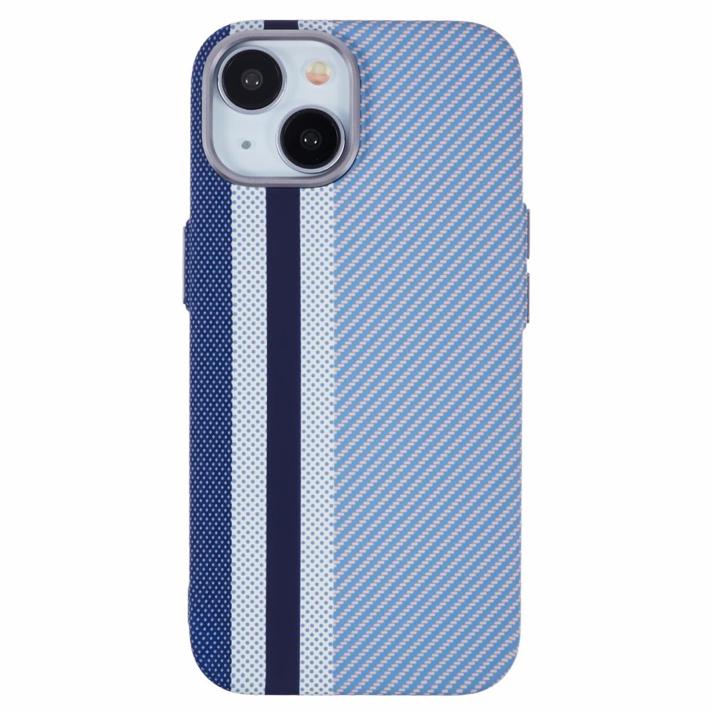 EIDERWOOD Mønstret Carbon Deksel - iPhone 14 - MagSafe Kompatibel - Blue Stripes