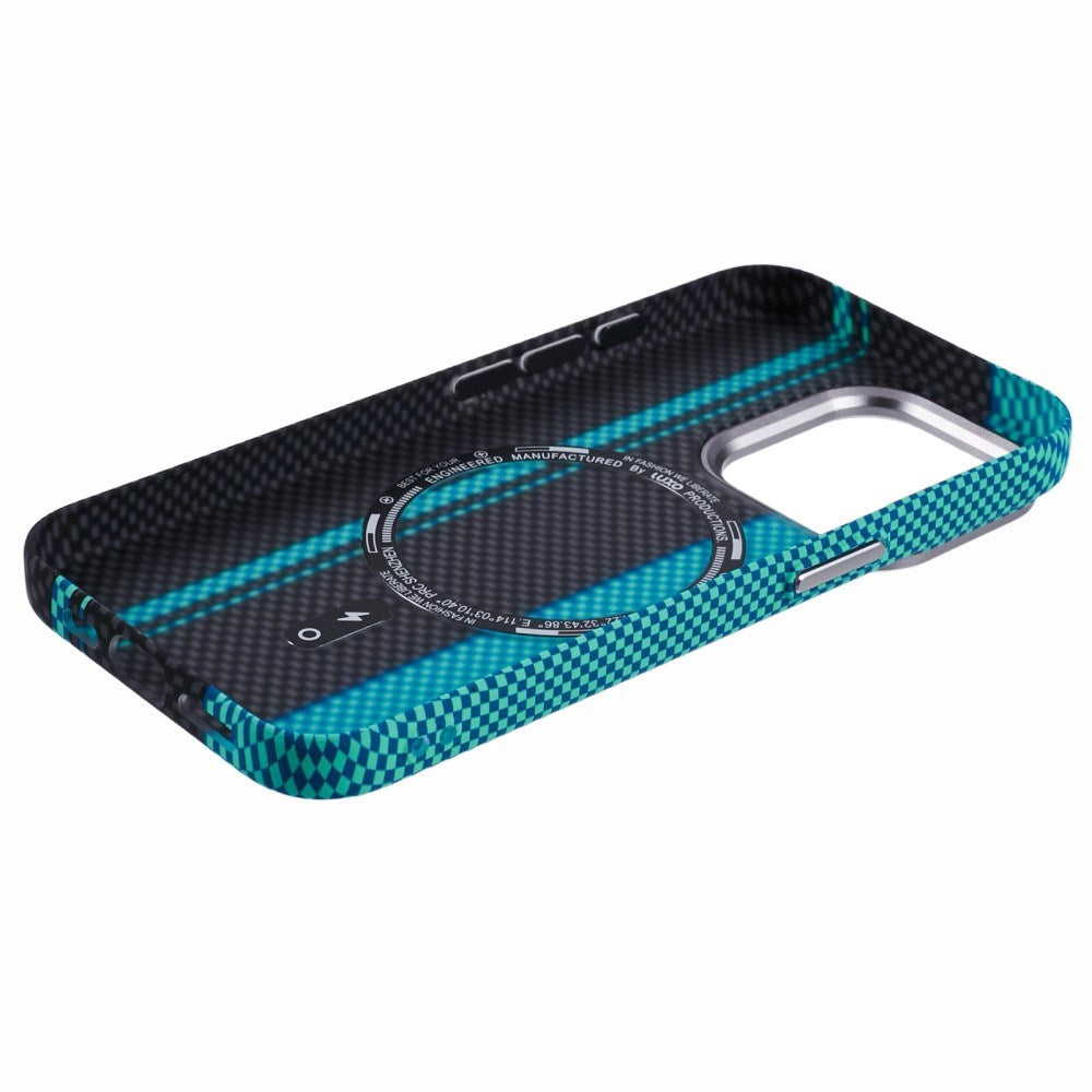 EIDERWOOD Mønstret Carbon Deksel - iPhone 13 Pro - MagSafe Kompatibel - Blue/Black