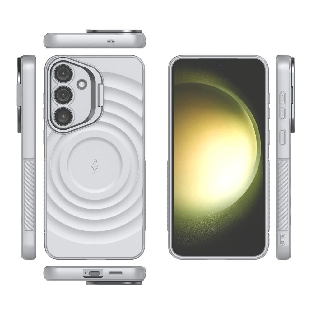 EIDERWOOD Samsung Galaxy S25+ (Plus) Fleksibelt Plast Deksel m. Tekstur & Kickstand - Grå