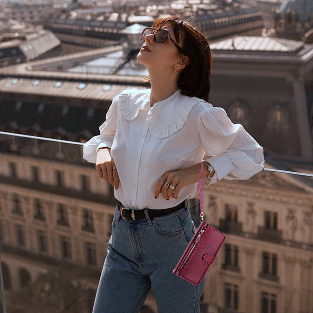 EIDERWOOD Xiaomi Redmi Note 14 Pro+ / 14 Pro (5G) Flip Deksel med Kortholder for 6 Kort & Glidelåslomme - Rød