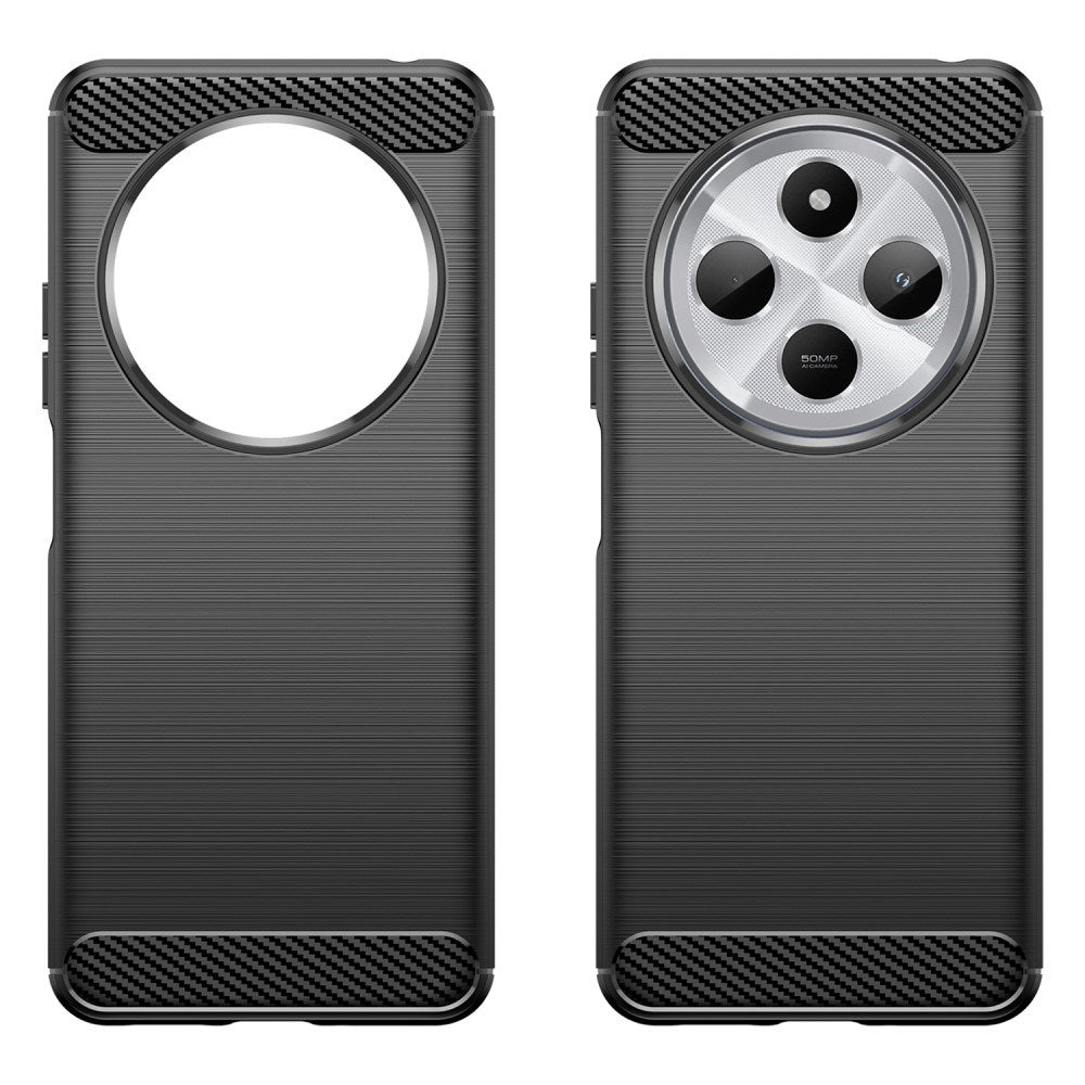 EIDERWOOD Xiaomi Redmi 14C Brushed Carbon Fiber Fleksibelt Plast Deksel - Svart