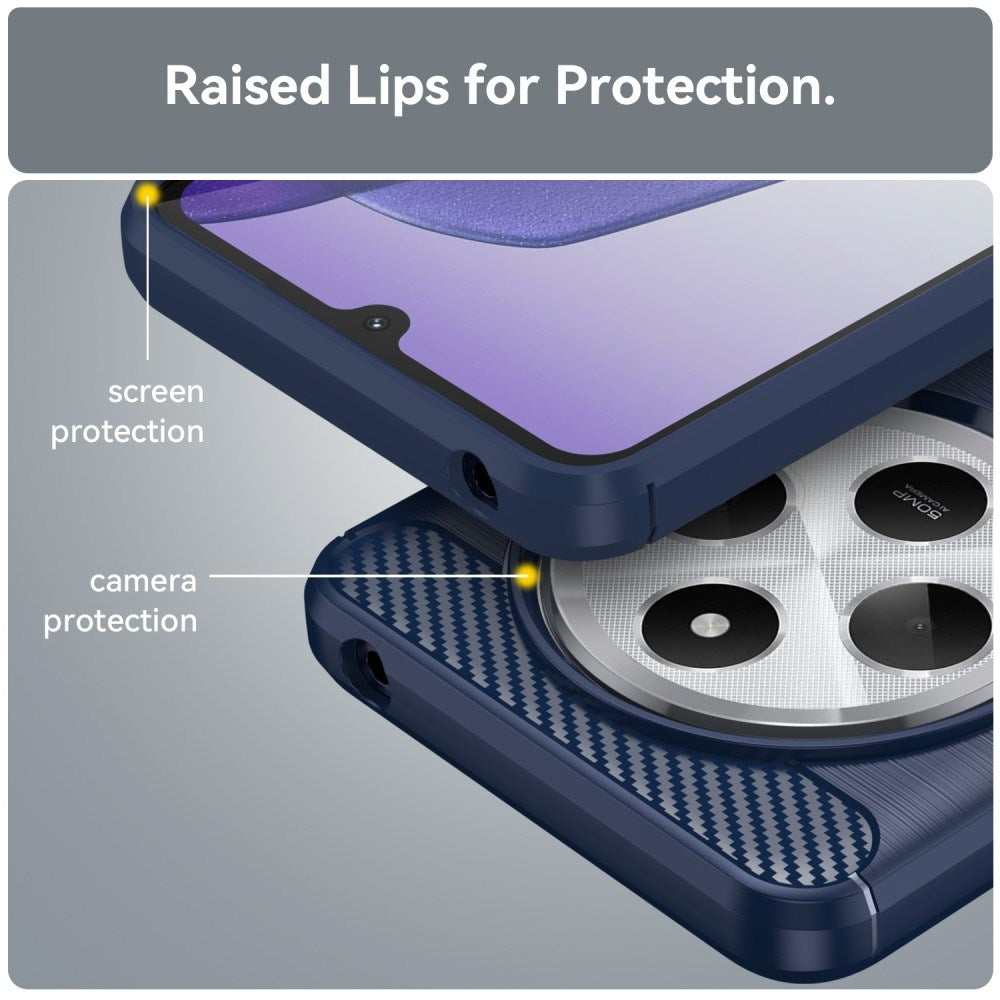 EIDERWOOD Xiaomi Redmi 14C Brushed Carbon Fiber Fleksibelt Plast Deksel - Blå