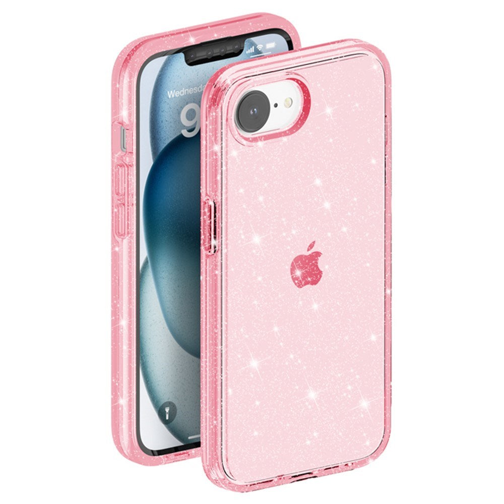 EIDERWOOD iPhone 16e Hybrid Glitter Plast Deksel - MagSafe Kompatibel - Rosa