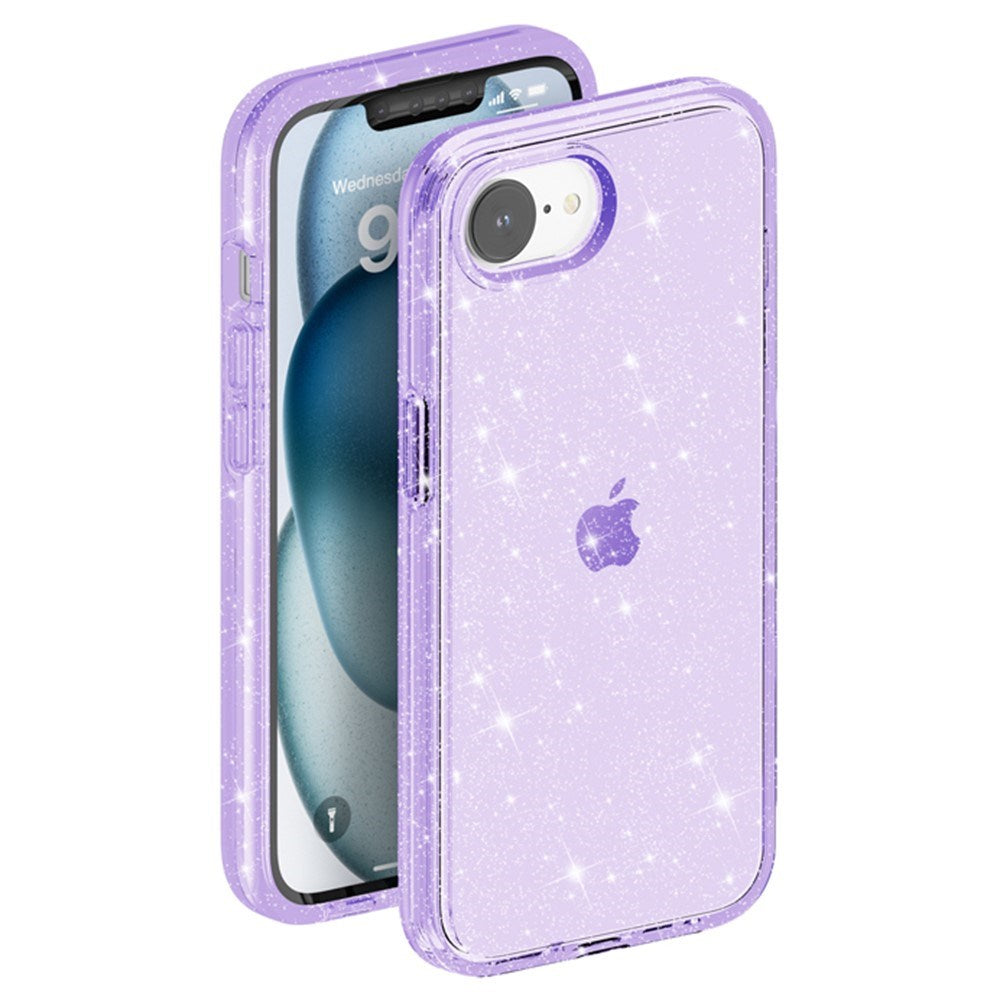 EIDERWOOD iPhone 16e Hybrid Glitter Plast Deksel - MagSafe Kompatibel - Lilla
