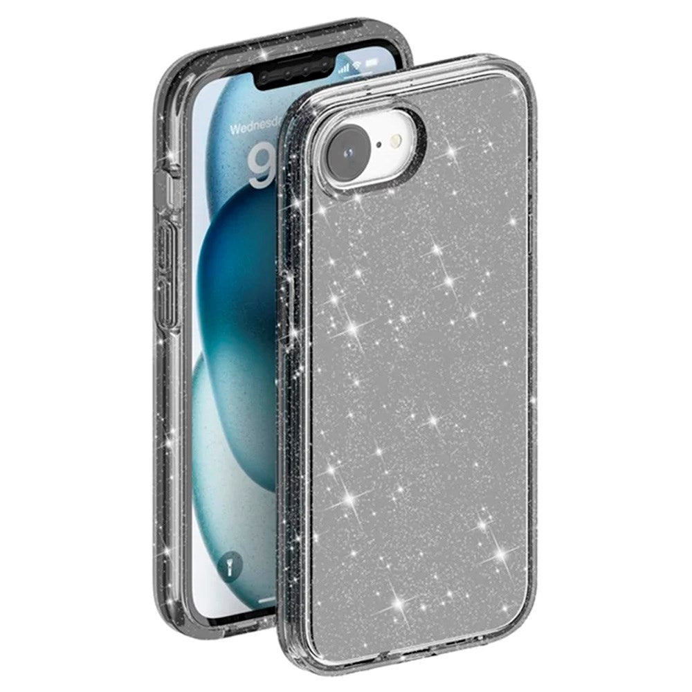 EIDERWOOD iPhone 16e Hybrid Glitter Plast Deksel - MagSafe Kompatibel - Svart