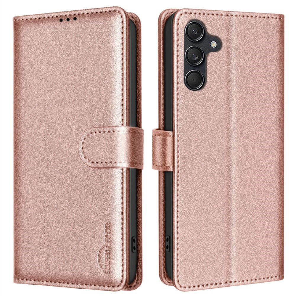 Samsung Galaxy A56 (5G) BINFEN Kunstskinn Flip Deksel m. RFID Blokkering - Rose Gold